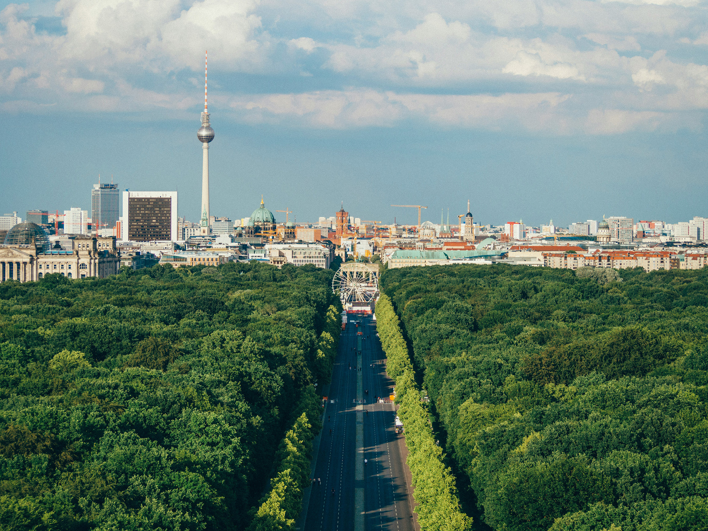 Berlin skyline with the Fernsehturm over the Tiergarten